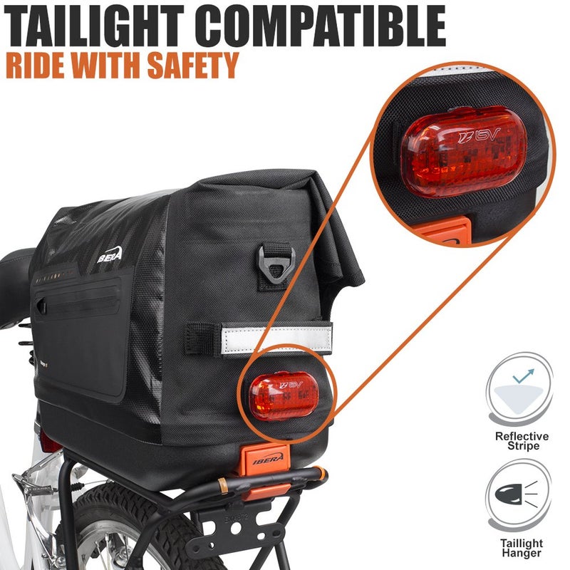 Ibera Bike Trunk Bag - PakRak Clip-On Quick-Release Waterproof Bicycle Commuter Bag (Black) - Image 3